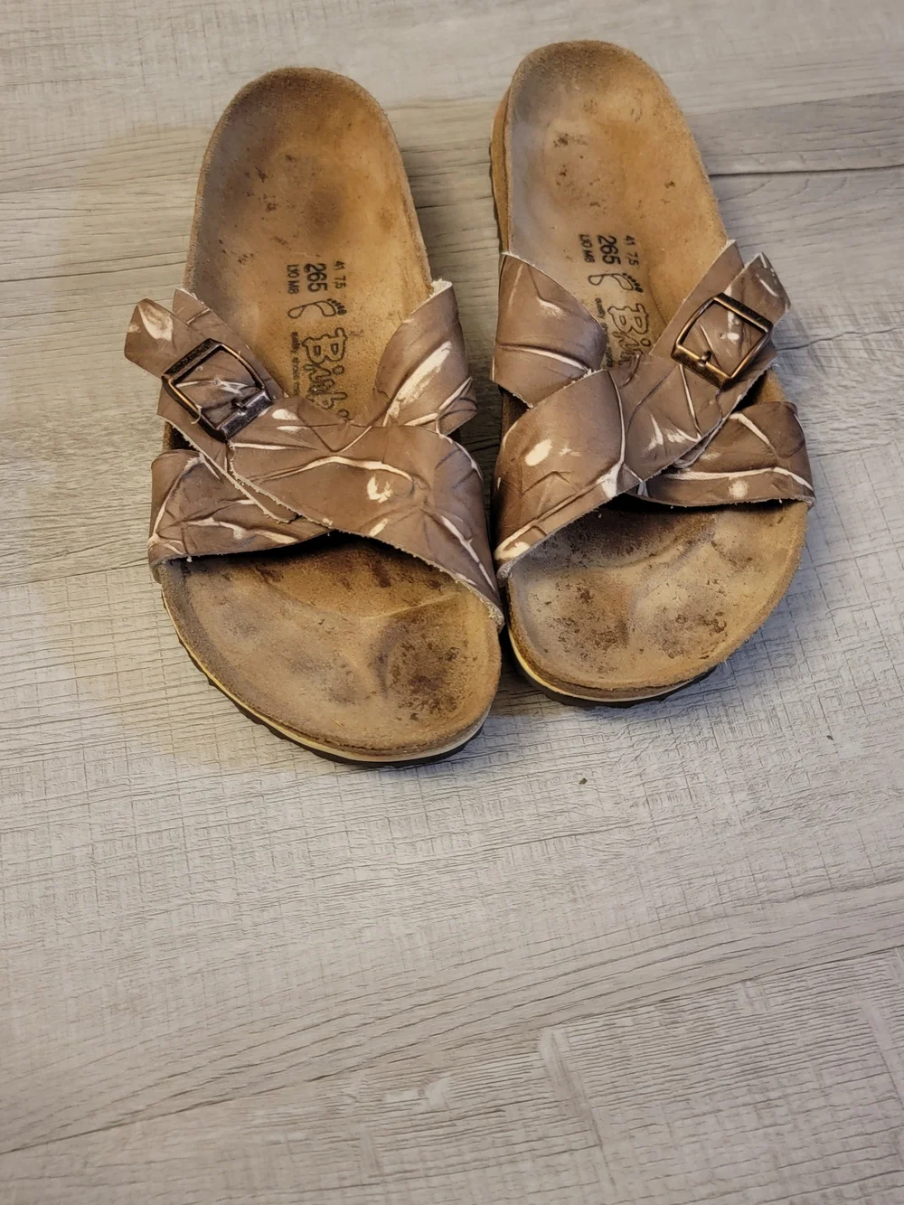Birkenstock Brown Men’s Slide Sandals with Buckle Straps